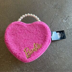Our Universe Barbie Heart Shaped Crossbody Bag with pink sherpa body Pearl